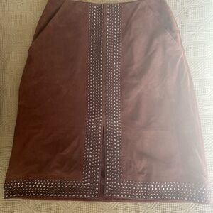 Brown Studded Skirt, genuine suede material.